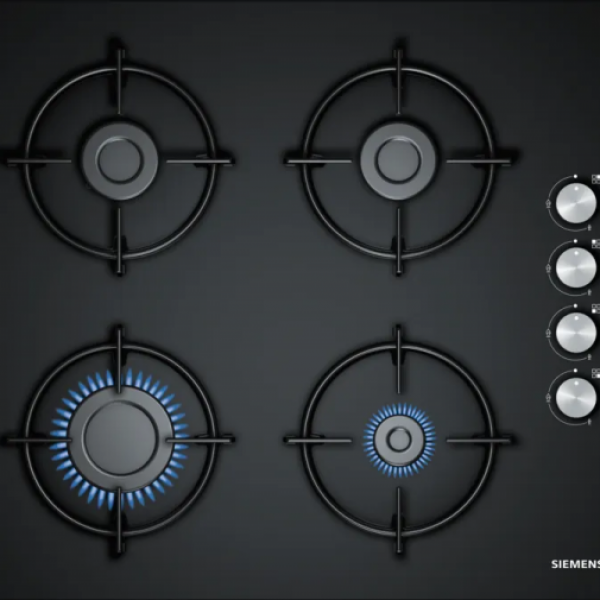 SIEMENS EO6C6PB11L iQ100 Gazlı Ocak Sert cam Siyah